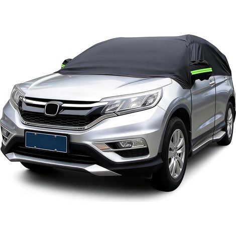 Bâche de protection pour voiture, demi-bâche de protection imperméable, protection contre les intempéries, pour SUV, protection contre la pluie, la poussière, le soleil, les feuilles, noir (1/5)