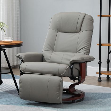 Fauteuil relax électrique 145° avec repose-pieds, en similicuir gris HAVRYA (1/5)