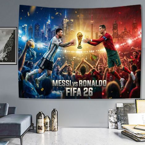 Tapisserie Football, Supporteur Coupe du Monde, Bâche Toile Fond pour Ambiance Match, Fan Zone, Chambre Salon Bar, 10-90x70cm (1/3)