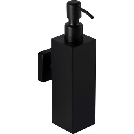 Distributeur savon inox noir angulaire, support mural pour salle bain (1/4)