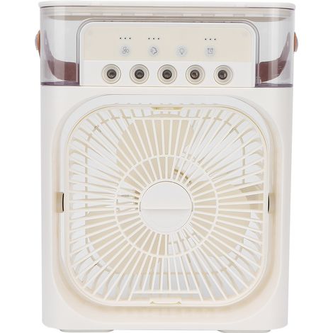 Ventilateur climatiseur portable, ventilateur humidificateur à pulvérisation en plastique, refroidisseur de bureau rechargeable, blanc. (1/5)