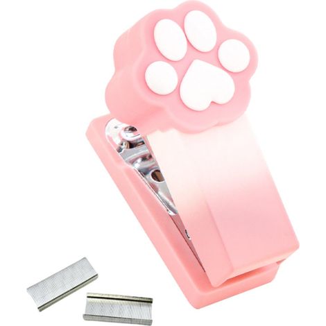 Mini agrafeuse en forme de patte de chat mignonne avec 1000 agrafes standard, agrafeuse de bureau portable sans effort pour 2 à 30 feuilles, agrafeuse compacte pour bureau, maison, école, étudiant (1/5)