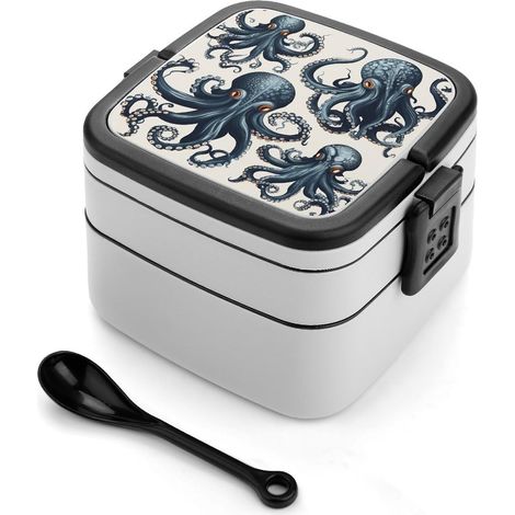 Boîte à bento motif pieuvre, empilable pour adultes, étanche (1/5)