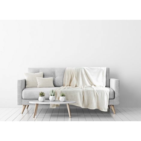 Morbido Plaid Coperta Pile Per Divano Singolo Matrimoniale Tinta Unita Panna, misura1 PiazzacolorePanna (1/5)
