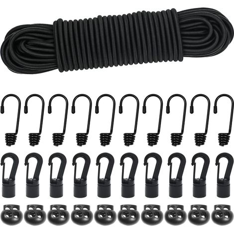 Corde extensible en caoutchouc avec crochets - Accessoires DIY (noir, 5 mm x 15 m) (1/5)