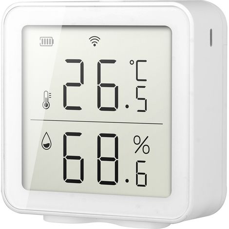 Hygromètre-thermomètre intelligent WiFi pour intérieur et extérieur, avec affichage LCD numérique et moniteur de température et d'humidité (1/5)