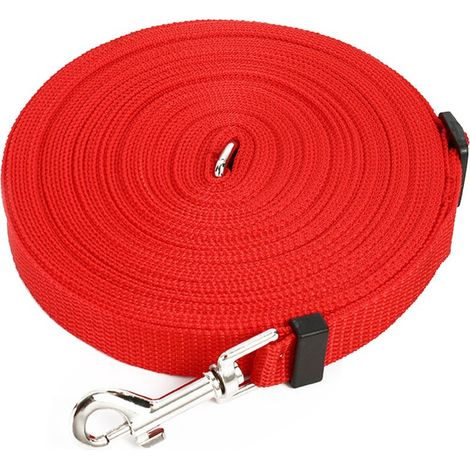 Laisse longue pour chien 10 mètres réglable, portable, pour entraînement grands chiens, randonnée, camping, natation, couleur rouge (1/5)