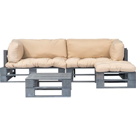 Maison Exclusive - 4-tlg. Outdoor-Lounge-Set Paletten Kissen in S (1/5)
