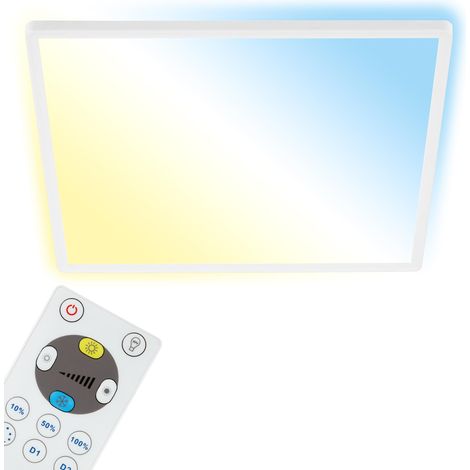 Plafonnier LED plat avec télécommande, lumière indirecte, réglable du blanc chaud au blanc froid, lampe de plafond, lampe de salon, panneau LED, lampe de cuisine, 42 x 42 x 2,9 cm, blanc (1/5)