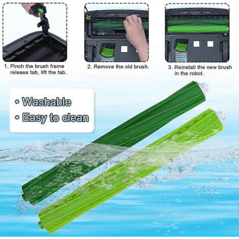 NALOOKAMIC jeu de brosses à rouleau en caoutchouc pour aspirateur iRobot Roomba S9 9150 / S9+ Plus 9550 série S, brosse en caoutchouc multi-surfaces (1/4)