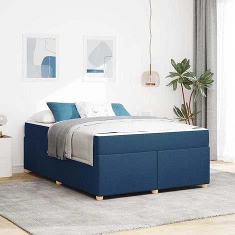Struttura del letto con materasso Blu 160 x 200 cm Tessuto vidaXL (1/5)