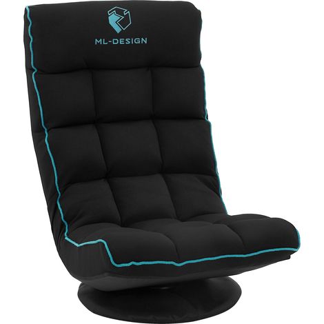 ML-Design Sedia Gaming da Pavimento Ergonomica Imbottita Nero e Turchese Girevole 360 con Supporto Lombare e Poggiatesta Poltrona da Ufficio Regolabile con una Seduta Imbottita per il Massimo Comfort (1/5)