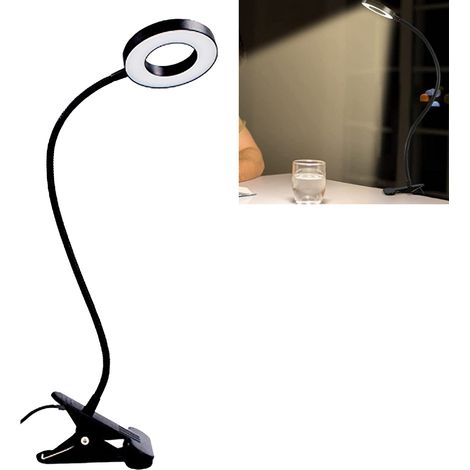 Lampe de lecture à pince, 48 LED, 5000K à 6500K, 5-10W, fixation ferme, flexible, protection oculaire, lampe de bureau, 5V 2A (1/5)
