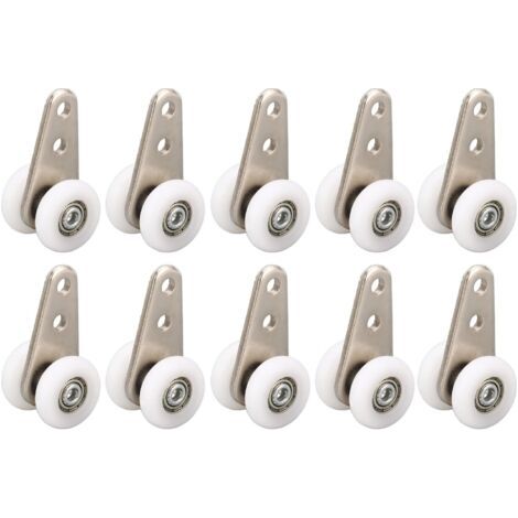 Ensemble de 10 chariots de rangement, 49 mm L, roulettes pour portes coulissantes, roulettes de guidage, roulettes porte-bagages en nylon pour portes coulissantes, fenêtres et placards (1/5)