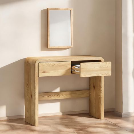 Console bois naturel en MDF 100 x 30 x 85 cm (1/5)