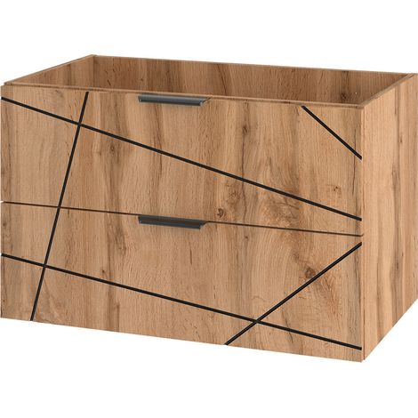 Waschtischunterschrank 80cm Teren mit 2 Schubladen, Holzoptik (1/5)