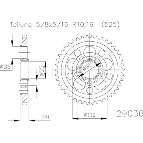 Couronne Acier - 525 - 41 Dents - Made in Germany