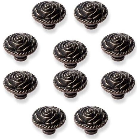 Poignée de coiffeuse vintage en alliage de zinc, couleur cuivre, pour meubles, armoires, penderies, etc. (10 pièces) (1/4)