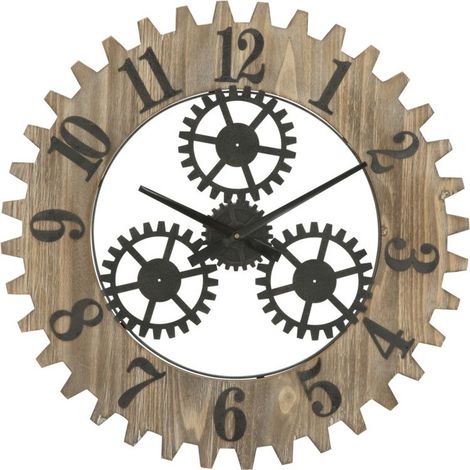 Orologio da parete Ingranaggio Plus in ferro e legno stile industrial