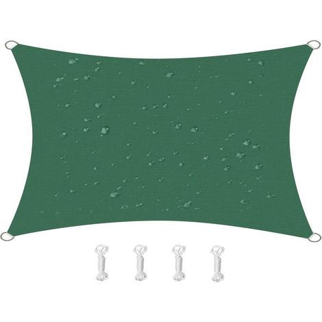 2m x 2m Waterproof Sun Shade Sail Canopy Effectively 95% UV Block, Oxford Fabric, for Patio, Balconies, Lawn Garden, Party, Outdoor Activities (, Dark Green) (1/5)