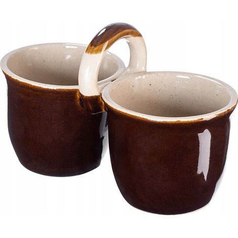 KADAX Schale aus Steingut, doppelte Servierschale mit Keramikschicht, 2x1L (1/5)