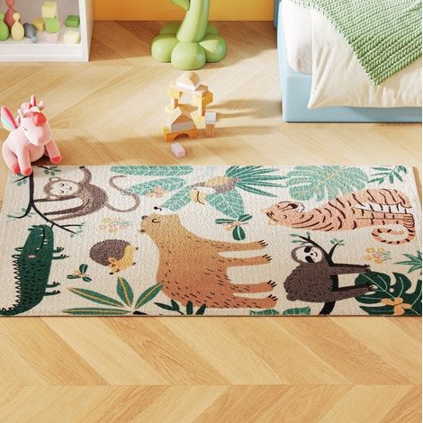 Tapis en polyester 150x80 cm multicolore, antidérapant, pour chambre, FloraGrace (1/5)