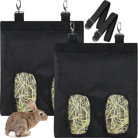 2 Pieces Hanging Hay Bag Feeder Bag, Rabbit Hay Bag Guinea Pig Hay Bag Small Animal Hay Bag Feed Device for Guinea Chinchillas Hamsters Sheep Kangaroo Herbivores (1/5)