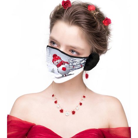 Maschera natalizia / maschera per il viso con paraorecchie – pupazzo di neve II