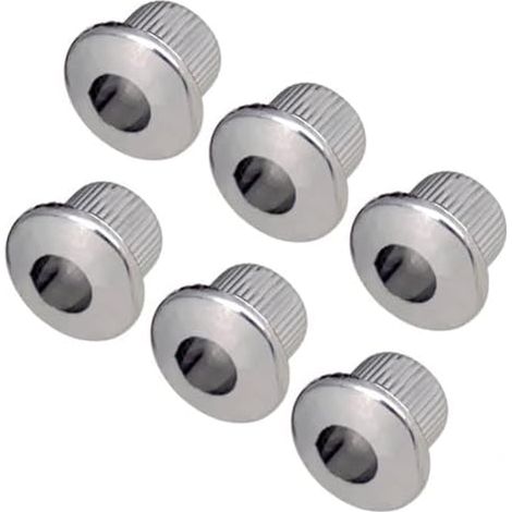 Set mit 6 10-mm-Gitarrenmechanik-Buchsen für Vintage-Mechaniken, schwarz verchromt für 9,5-mm-Kopflochbohrungen. (1/5)