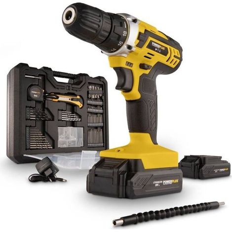 POWX00830 - Taladro atornillador 20V - incl. 2 baterías 20V 1,3Ah y cargador - 134 acc. (1/4)