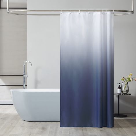 Rideau de Douche Anti Moisissure Tissu Lavable 120x200cm Long Rideau de Bain Imperméable en Polyester Bleu Marine Dégradé (1/5)