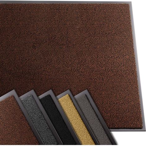 Tapis de porte   d'entrée - antidérapant antipoussière imperméable lavable - 90x150cm Marron-Noir