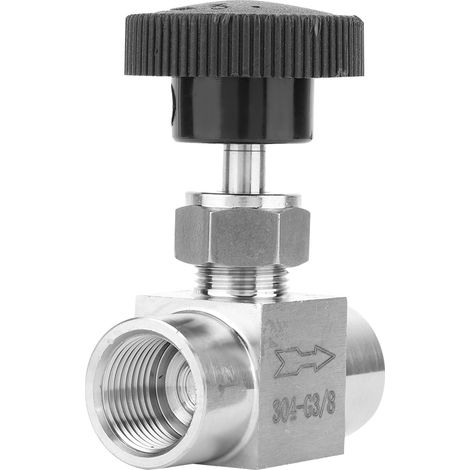 Soupape à pointeau droite en acier inoxydable, filetage femelle BSPP, pour transmission d'eau, gaz et pétrole (Type C) (1/5)