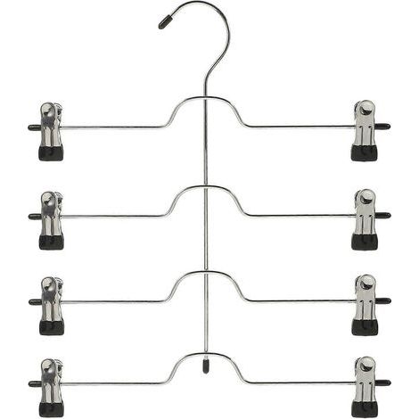 Mehrstufiger Rockbügel, Metallbügel für Socken und Hosen mit Clips – 36 x 33 cm – Schwarz (1/2)