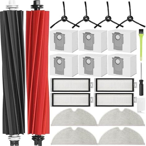 Kit Accessoires pour Roborock Q8 Max+/Q5 Pro+/ Q8 Max Plus /Q5 Pro Plus Pièces de Rechange pour Q5 Max+ 2 Brosse Principale, 4 HEPA Filtres, 4 Chiffons, 4 Brosses Latérales, 6 Sacs à Poussièr (1/5)