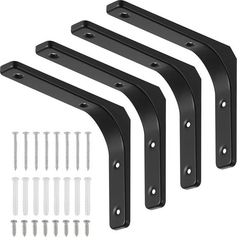 Supports Pour Étagères - Acier Inoxydable - Noir - 200 x 150 x 30 mm - 4 Pièces (1/5)