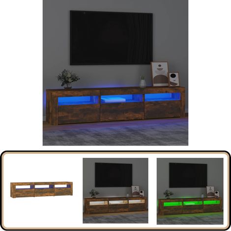 Meuble TV avec lumières LED Chêne fumé 180x35x40 cm - Meuble Tv - Meuble Tv Led - Meuble Tv Avec Éclairage - Meuble Tv Design - Meuble Tv Moderne (1/5)