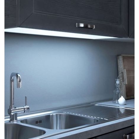 Fond de meuble lumineux 11,5 W – Éclairage blanc neutre 4000 K – Fixation par tourillons – Indice de protection IP 20 – Décor argent – Vokil (1/3)