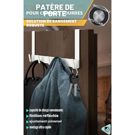 White Stainless Steel Hanging Door - Hook for Coat or Towel Rack (1/4)
