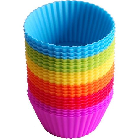 24 moules à muffins réutilisables en silicone (1/5)