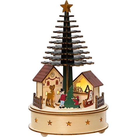 Casa Microled con Albero di Natale, con Musica e Movimento, 15x25cm. Lumineo (1/2)