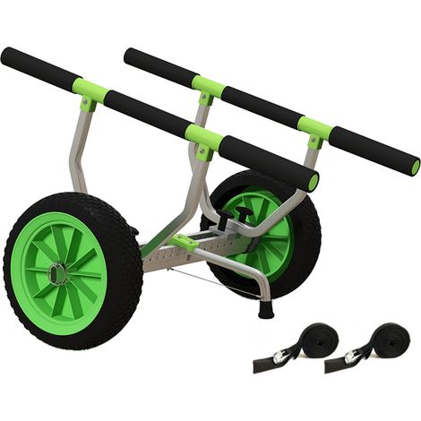 Chariot pour bateau aluminium 100 kg réglable noir vert 79 x 72,5 x 42 cm
