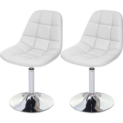 2x sillas de comedor en material sintético blanco con patas giratorias cromadas CDS04425 (1/5)