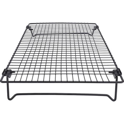 Grille de refroidissement pliable multifonctionnelle en acier au carbone antiadhésif pour la cuisson des gâteaux et du pain, noire. (1/5)