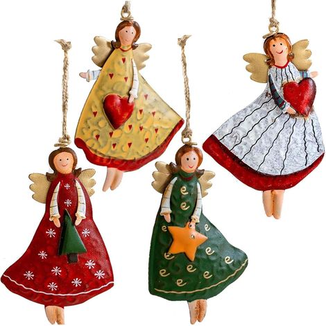 ciondoli a forma di angelo in metallo per decorazioni natalizie per albero di Natale (angeli colorati) (1/5)