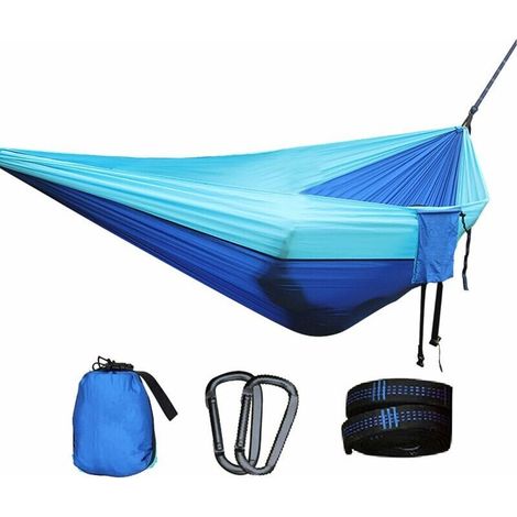 Hammock, Ultralight Double Layer Durable Parachute Nylon, Camping Hammock with Carry Bag, for Indoor and Outdoor Use, Backpack for Travel, Hiking, Beach, Max Payload 200KG (1/5)