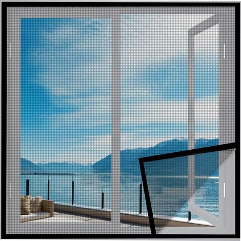 Moustiquaire noire pour fenêtre de balcon 60 x 70 cm, installation facile, protège des insectes, mouches et moustiques (1/5)