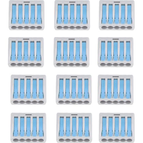 40 Stück Hebelmutterverbinder 5-polig, Kompakt-Draht-Schnellanschluss-Klemmenblock PCT-215Blau (1/5)