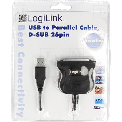 Adaptateur USB 1.1 D-Sub 25pin femelle USB A prise male 1.8m - Noir