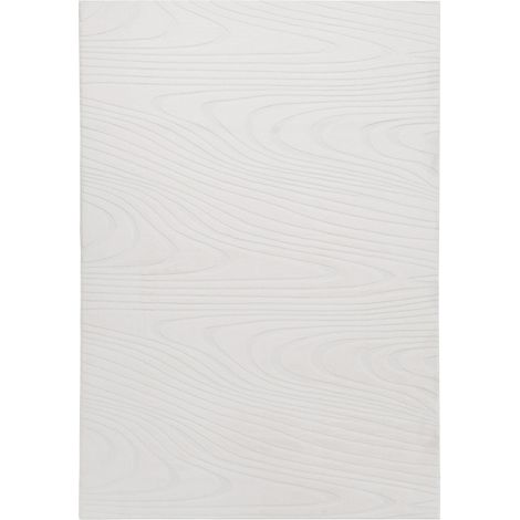Tapis en Fausse Fourrure de Lapin à Poils Longs Motif Géométrique 160 x 230 cm Blanc Cassé Ontake (1/5)